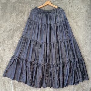 NWT Philosophy Charcoal Tiered shimmering Maxi Skirt Sz M Flowy Boho style